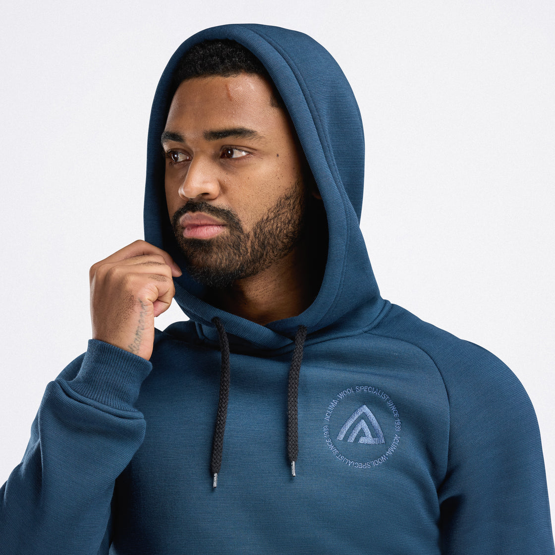 Merino fleece wool hoodie men