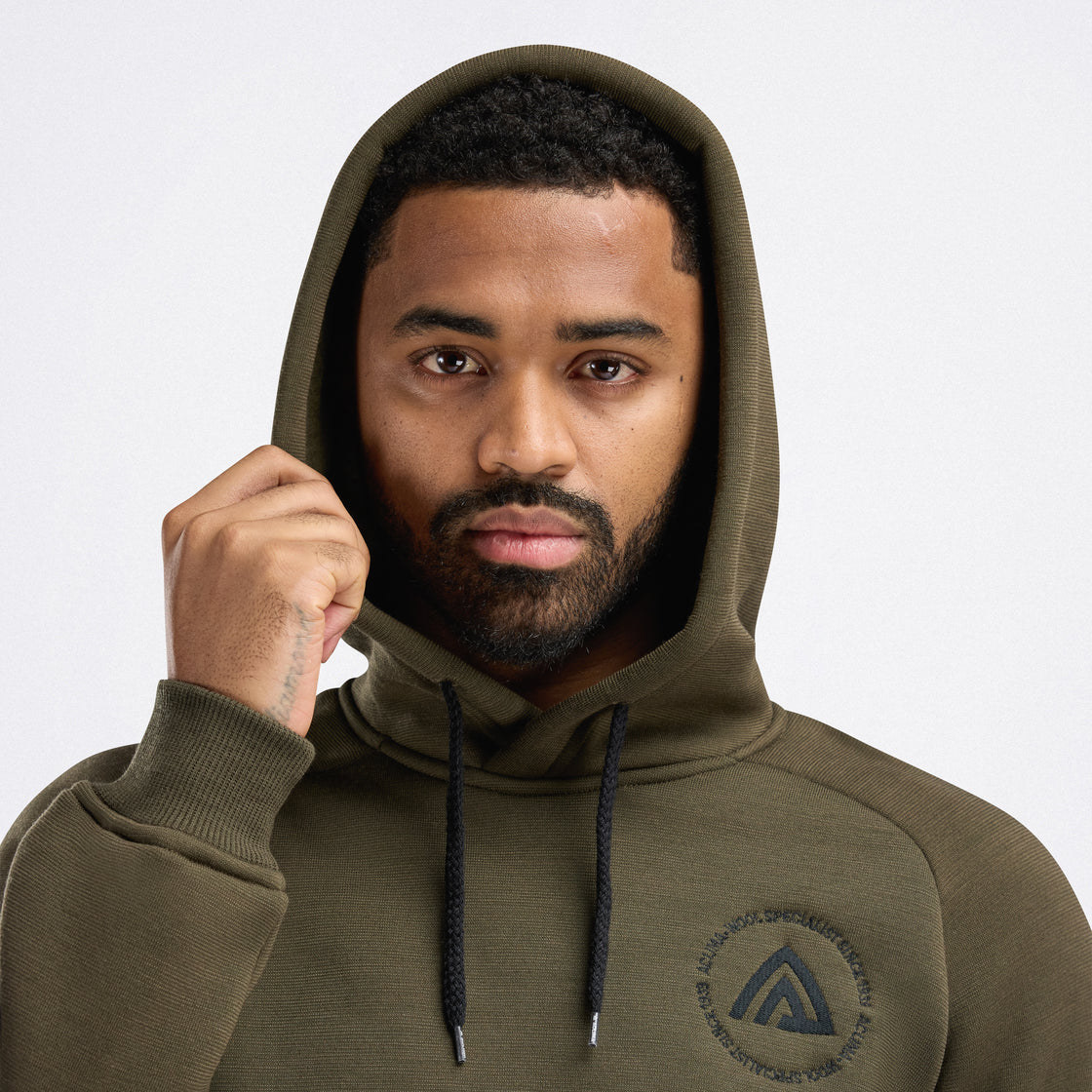 Merino fleece wool hoodie men