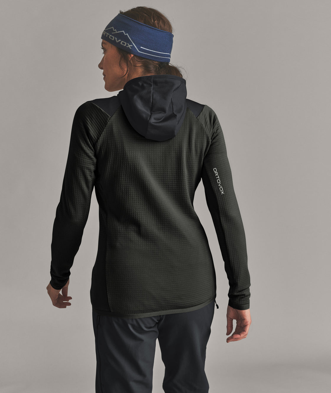 Sweat à capuche en polaire mérinos Grid Femme