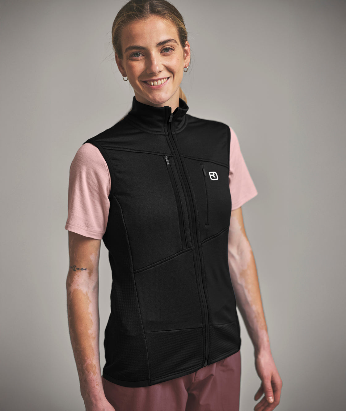 Merino Fleece Grid Weste Damen