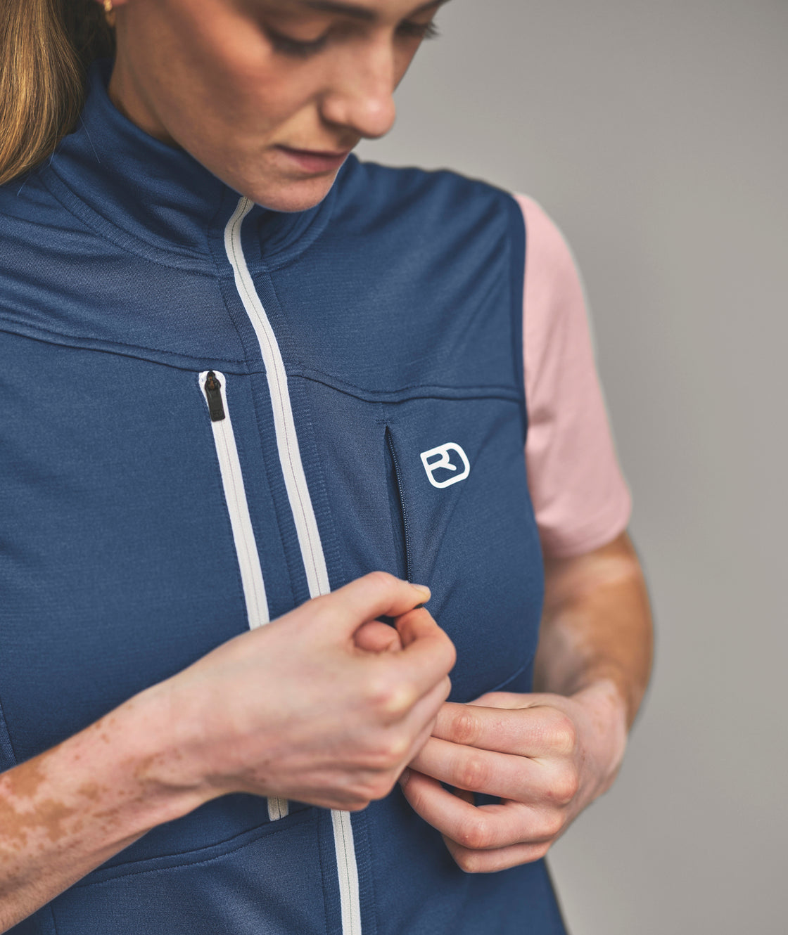 Merino Fleece Grid Weste Damen