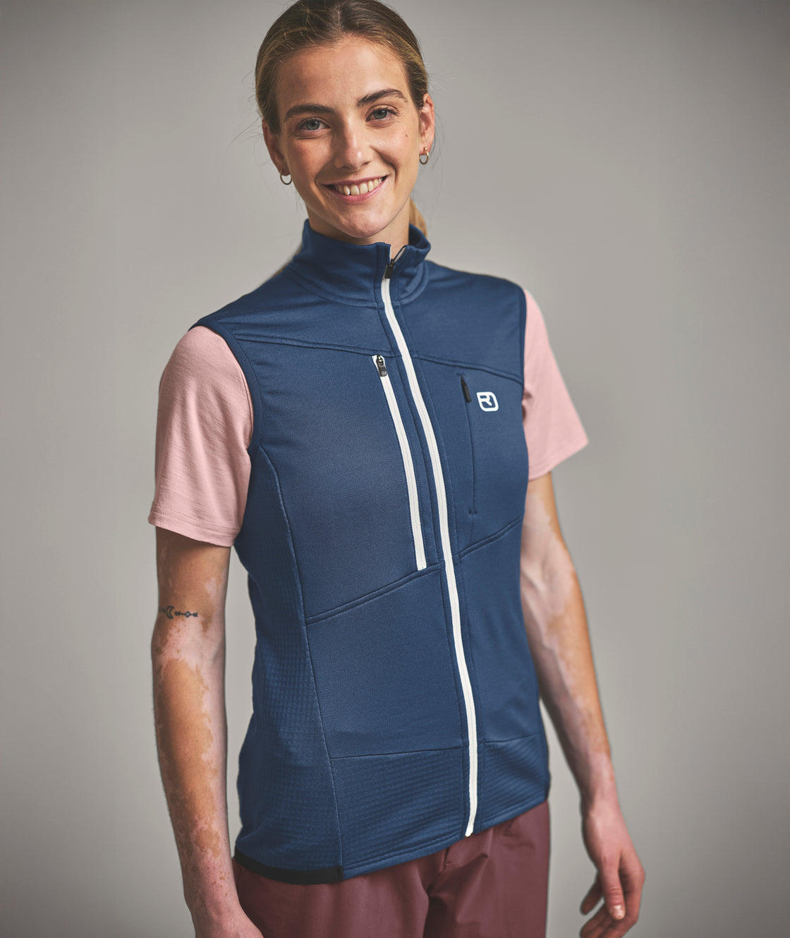 Merino Fleece Grid Weste Damen