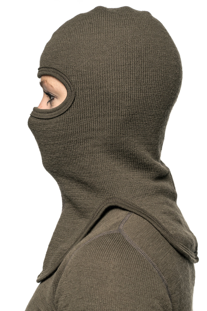 Merino Balaclava 400 - Pine Green - Warme Bivakmuts Met Halsbescherming